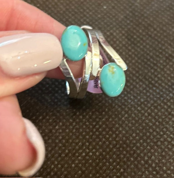 Sterling Silver Swirl Turquoise Ring