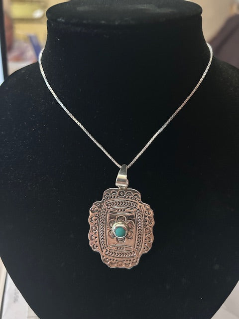 Sterling Silver Turquoise Pendant Necklace
