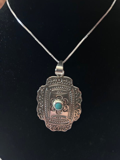 Sterling Silver Turquoise Pendant Necklace