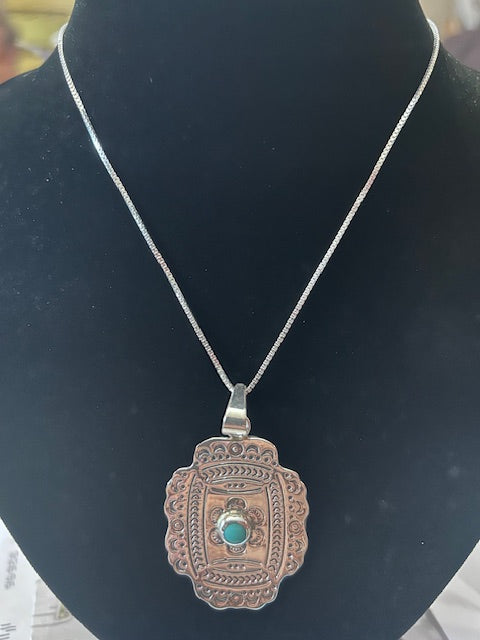 Sterling Silver Turquoise Pendant Necklace