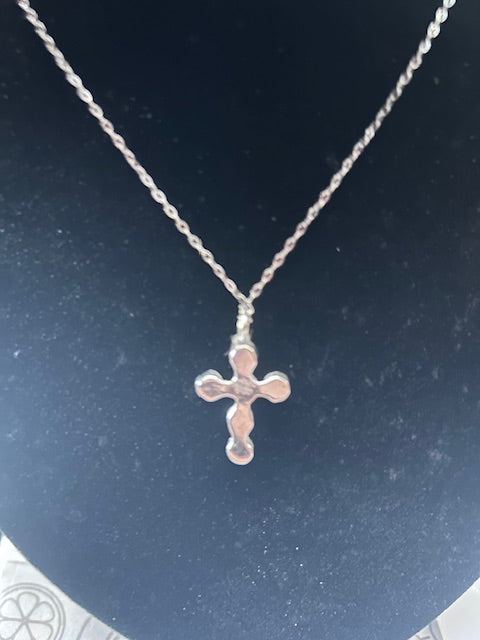 Sterling Silver Cross Turquoise Necklace 14"