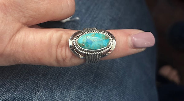 Blue Mohave Turquoise Sterling Silver Ring