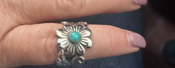 Sterling Silve sz 8 Blue Mohave Turquoise Ring