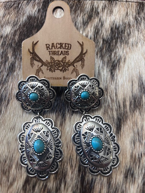 Fashion Dangle Silver Turquoise Earrings