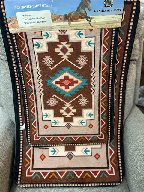 Western Aztec Bathroom Rugs