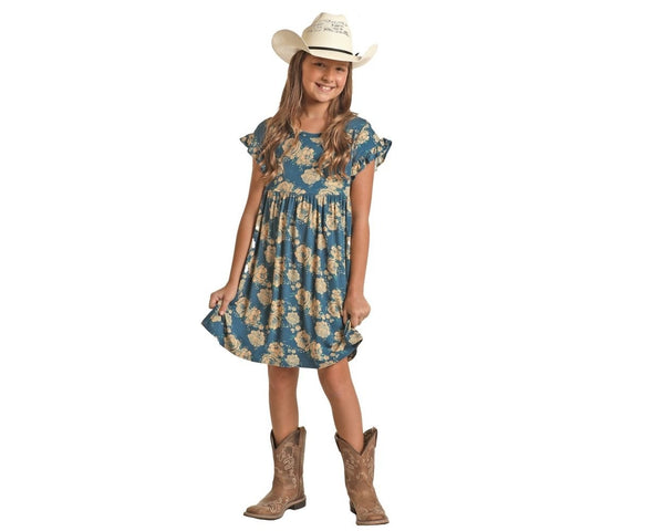 Rock N Roll Girls Floral Western Dress