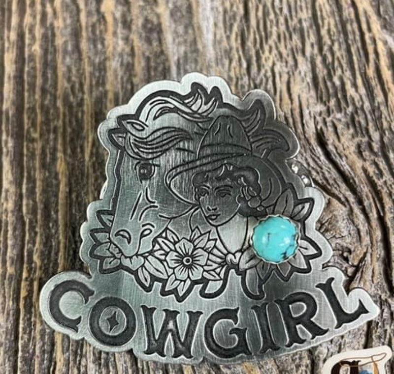 Sterling Silver and Turquoise Pin By Troublemaker