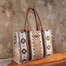 Wrangler Aztec Pattern Dual Sided Print Canvas Wide Tote