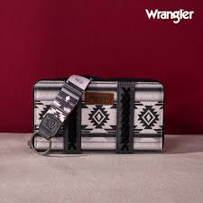 Wrangler Aztec Print Canvas Southwestern Wallet WITH STRAP