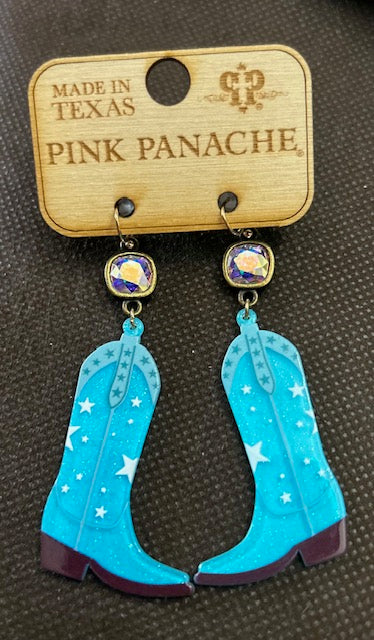 Pink Panache Blue Boots AB Crystal Dangle Earrings