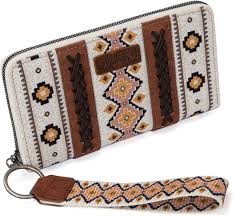 Wrangler Aztec Print Canvas Southwestern Wallet WITH STRAP