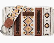 Wrangler Aztec Print Canvas Southwestern Wallet WITH STRAP