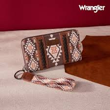 Wrangler Aztec Print Canvas Southwestern Wallet WITH STRAP