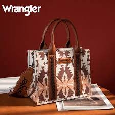 Wrangler Southwestern Light Coffee Pattern Dual Sided Print Canvas Wide Tote