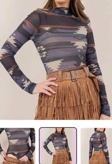 Western Nylon Aztec BodySuit