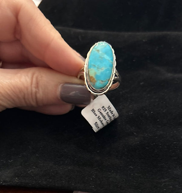 Sterling Silver Sz 10 Mohave Turquoise Ring