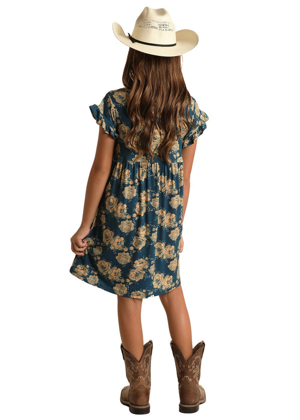 Rock N Roll Girls Floral Western Dress