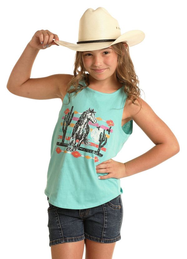 Rock N Roll T- Back Girls Tank Horse