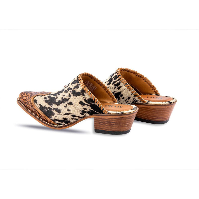 Heely Western Hand-Tooled Mules Booties Myra