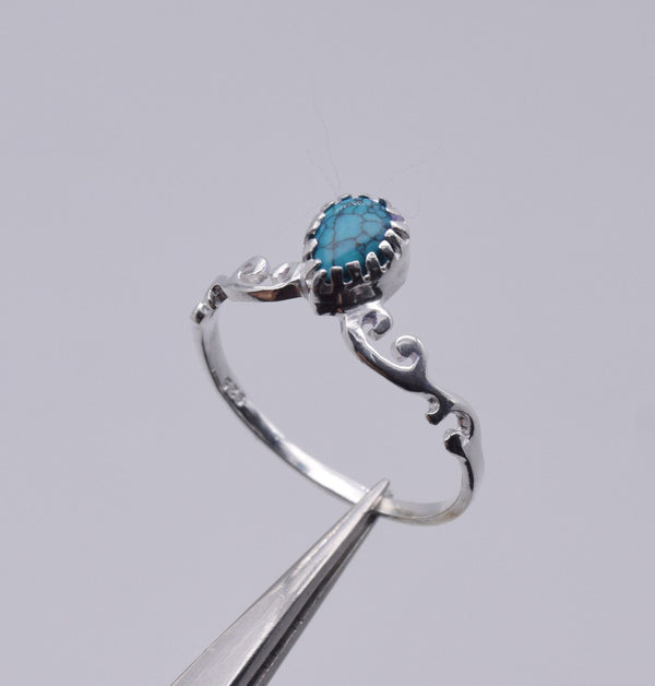 925 Solid Sterling Silver Blue Turquoise Ring-10