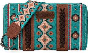 Wrangler Aztec Print Canvas Southwestern Wallet WITH STRAP