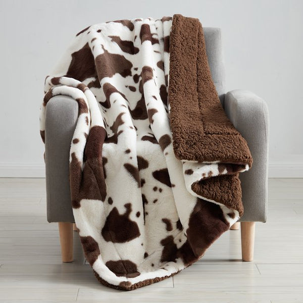 Cowhide Faux 50 X 60 Print Sherpa Blanket – Racked Threads