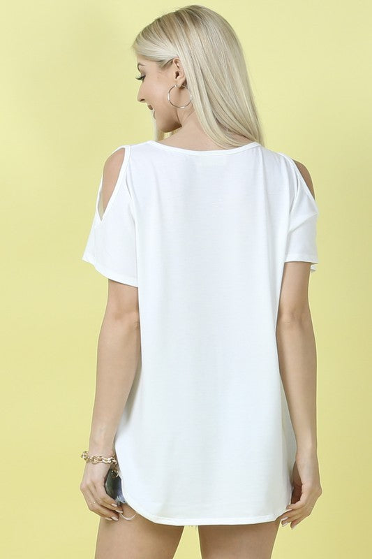 Bull Graphic Cold shoulder top