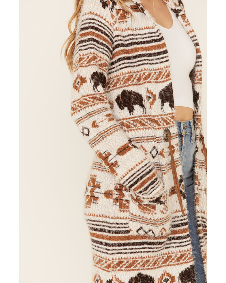 Cruel Girl Buffalo Aztec Eyelash Duster Sweater