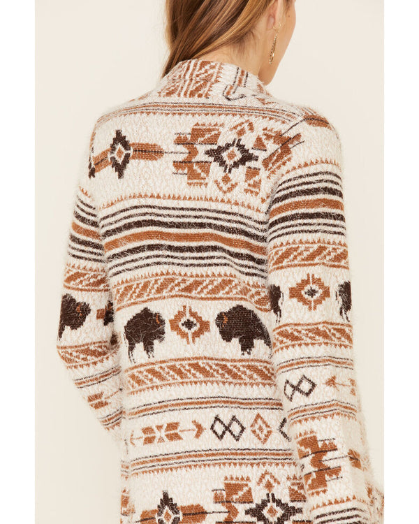 Cruel Girl Buffalo Aztec Eyelash Duster Sweater