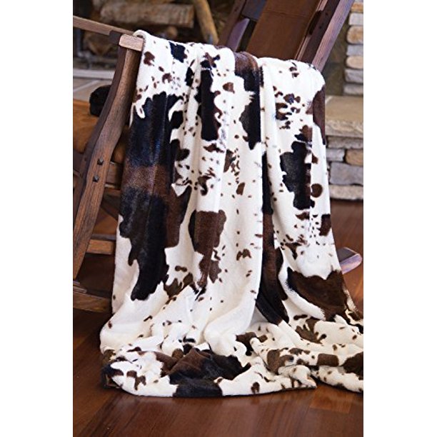 Cow hide 50 x 60 Faux Sherpa Throw Blanket