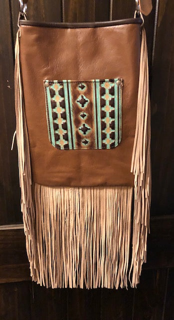 Hide Junkie Leather Aztec Handbag Fringe Med Tote