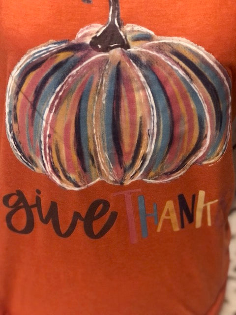Give Thanks Fall Pumpkin Tee Shirt