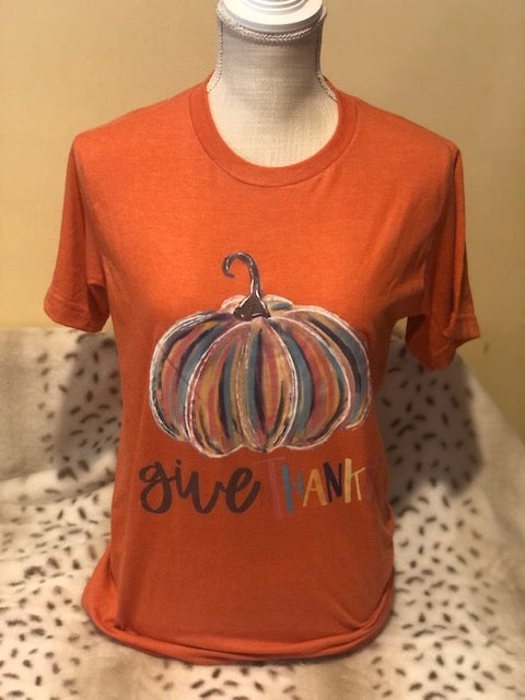 Give Thanks Fall Pumpkin Tee Shirt