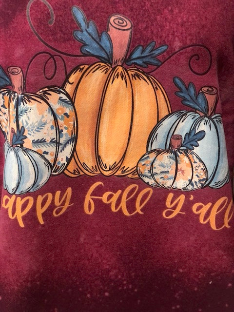 Happy Fall Y'all Bleached Sweat Shirt