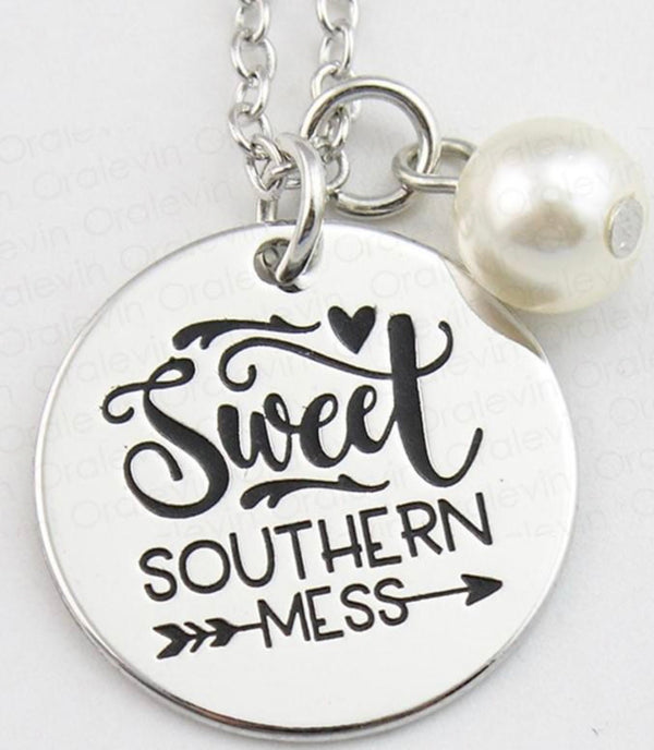 Sweet Southern Mess Necklace Silver Plate