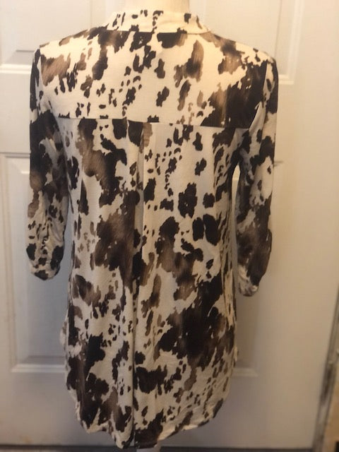 HM Brown Taupe Cow Print Gabby Blouse Top