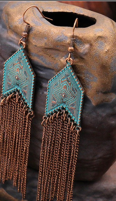 Western Metal Dangle Chain Earrings