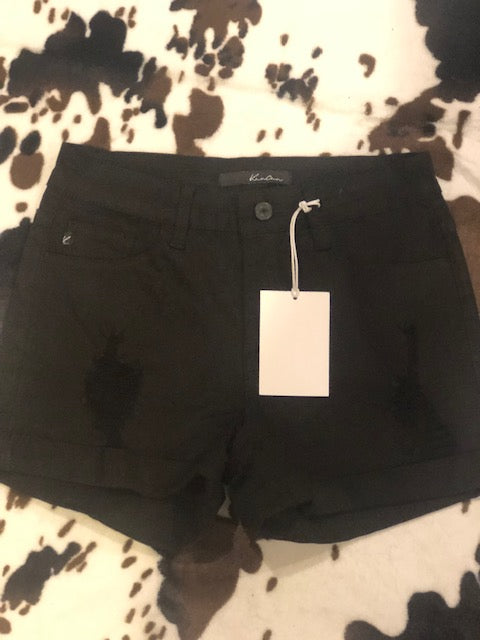 KanCan Black Distressed  Denim Shorts