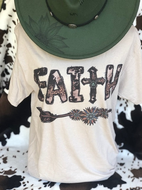 Faith Tee Shirt Arrow Leopard