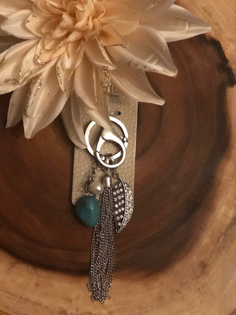 Turquoise Feather KeyChain