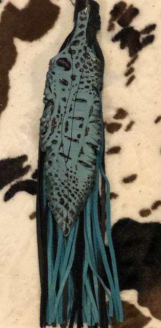 Hide Junkie Large Teal Feather Dangle