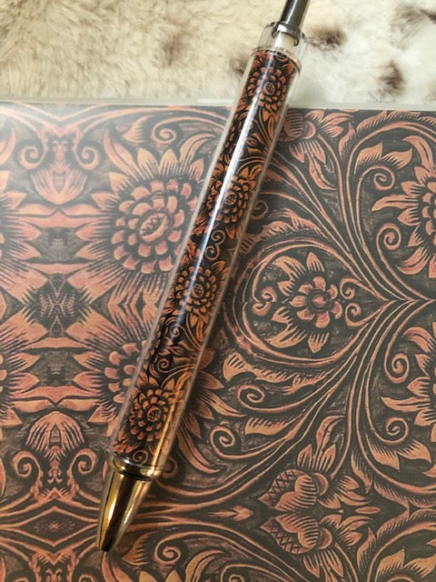 Faux Tooled Leather Ink Pen