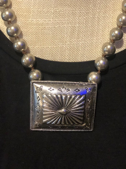 Silver Buckle Necklace Concho