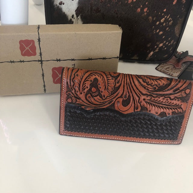 Twisted -X Tooled Basketweave Rodeo Wallet XWC4-2